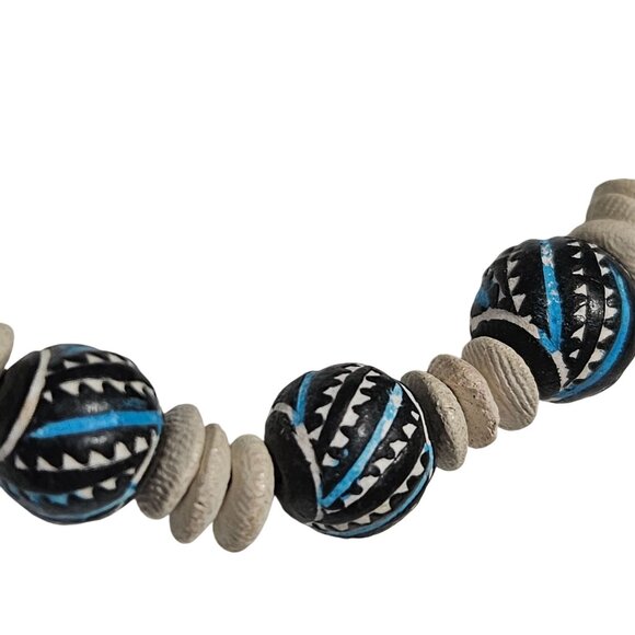 African Inspired Tribal Beaded Bracelet White Disc Bead Spacers Jewelry Unisex - Picture 2 of 4